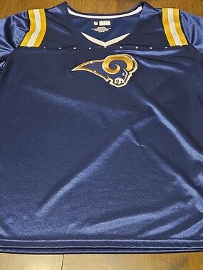 Women's Rams NFL Team Navy and Gold Football Jersey Top - Team Logo V-Neck